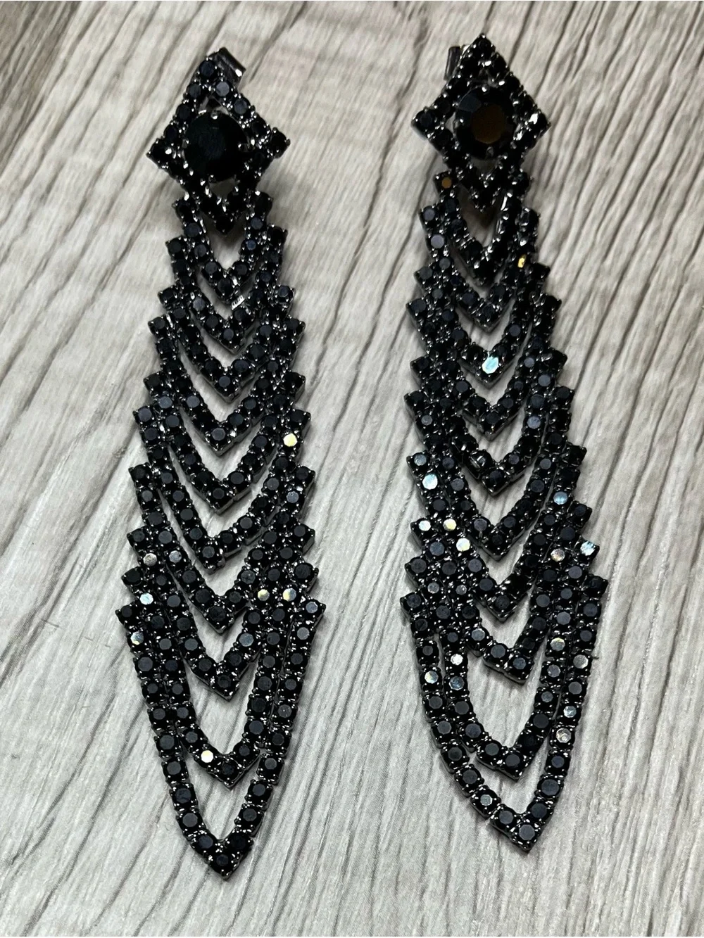 Black Crystal Drop Earrings